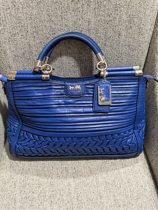 Coach Handbags - Coach Blue Leather Pleated & Braided Satchel